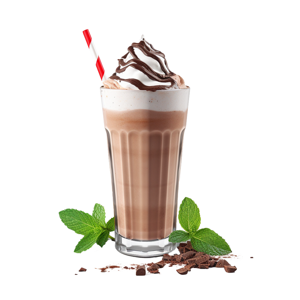AI generated Chocolate milk shake png isolated on transparent background