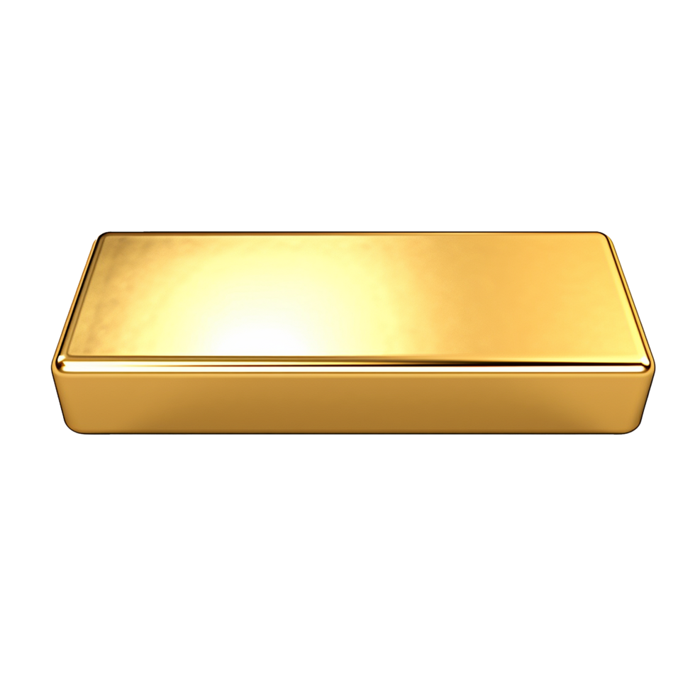 AI generated 3d render golden ingot metal bar png isolated on transparent background