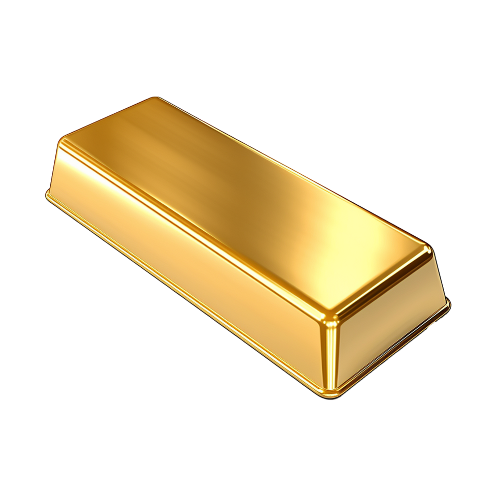 AI generated 3d render golden ingot metal bar png isolated on transparent background