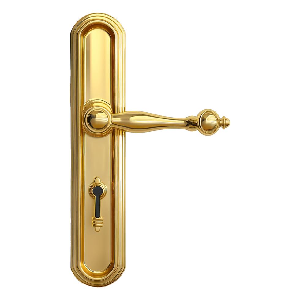 AI generated Door handle gold isolated on transparent background png