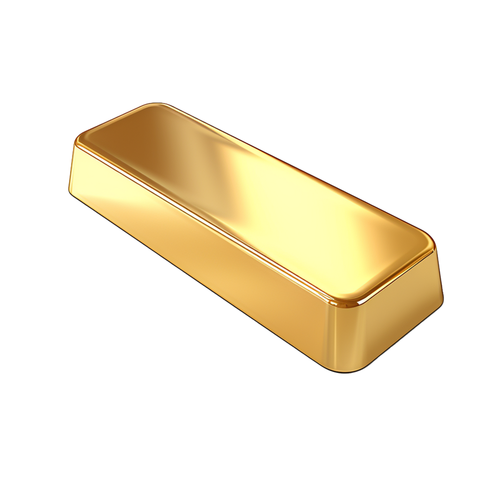 AI generated 3d render golden ingot metal bar png isolated on transparent background