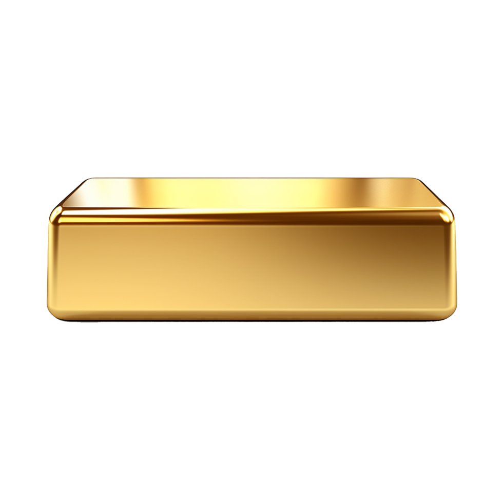 AI generated 3d render golden ingot metal bar png isolated on transparent background