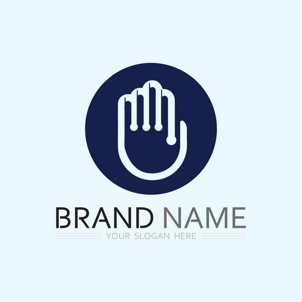 hand care logo template  vector icon business