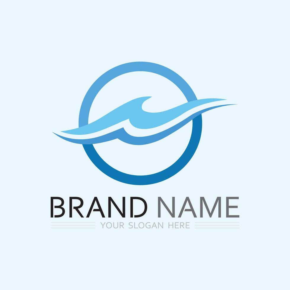 wave and water Isolated round shape logo Blue color  Sea, ocean, river surface vector