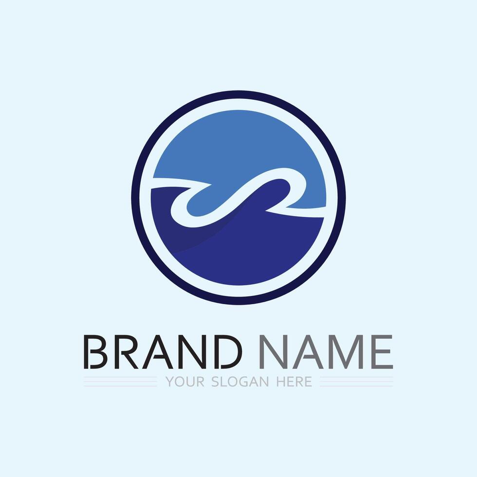 wave and water Isolated round shape logo Blue color  Sea, ocean, river surface vector