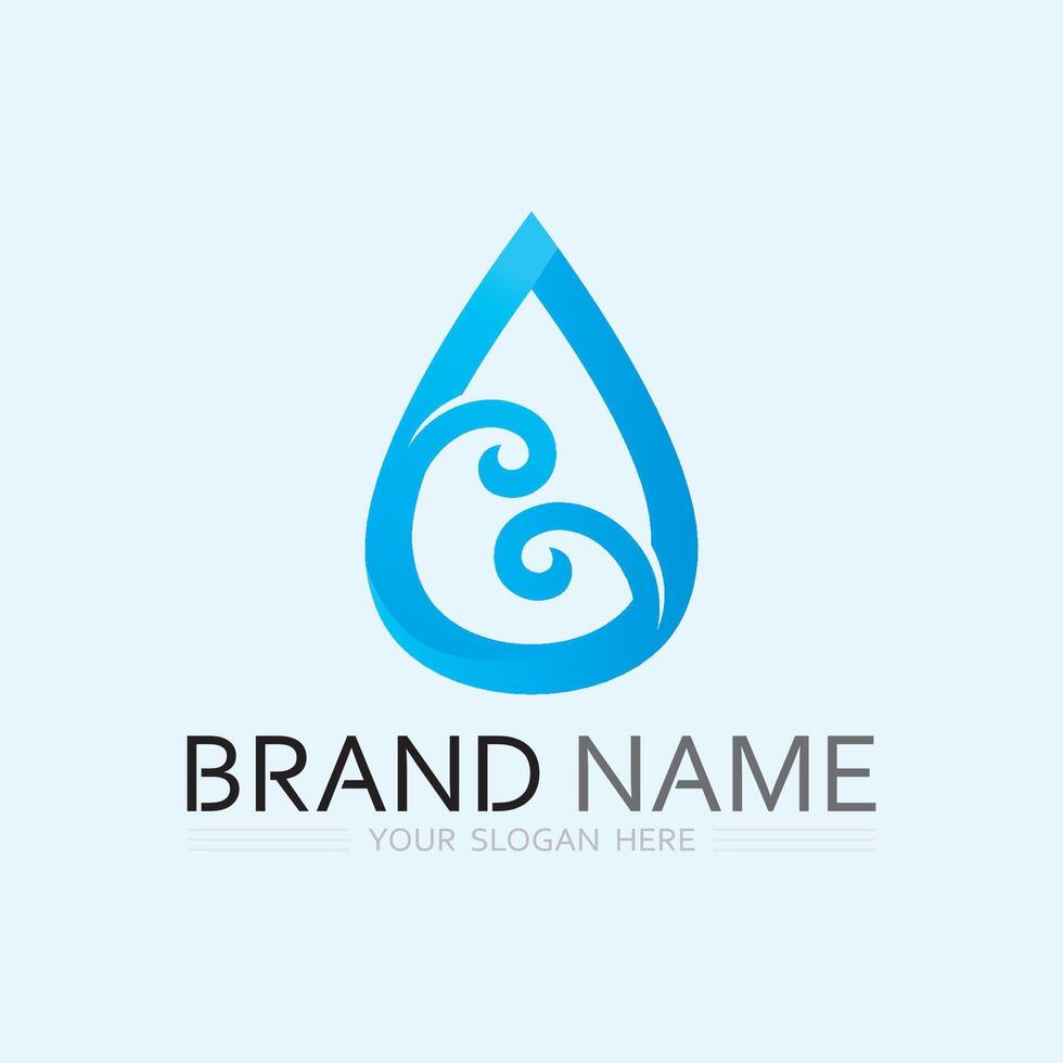 wave and water Isolated round shape logo Blue color  Sea, ocean, river surface vector
