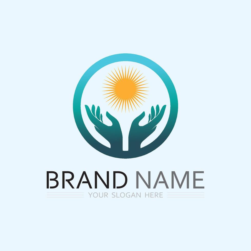 hand care logo template  vector icon business