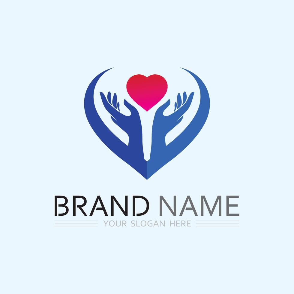 hand care logo template  vector icon business