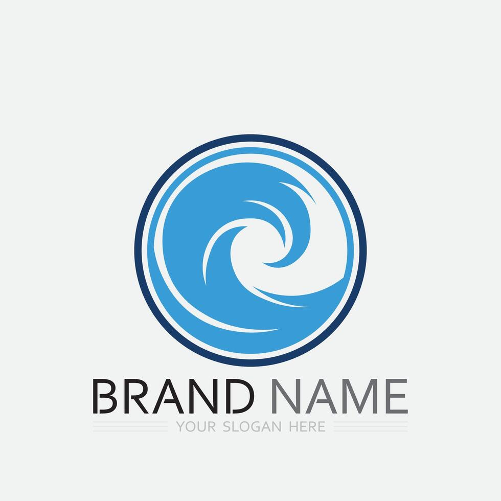 wave and water Isolated round shape logo Blue color  Sea, ocean, river surface vector