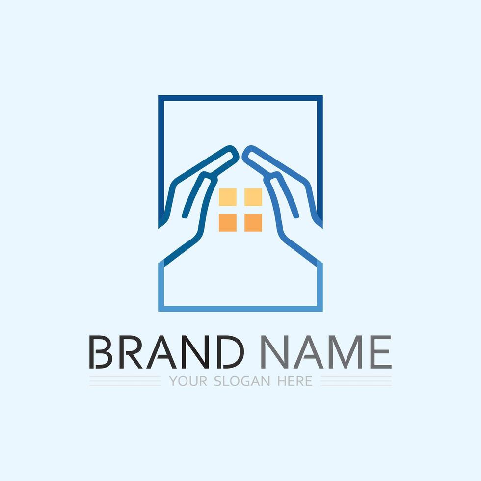 hand care logo template  vector icon business