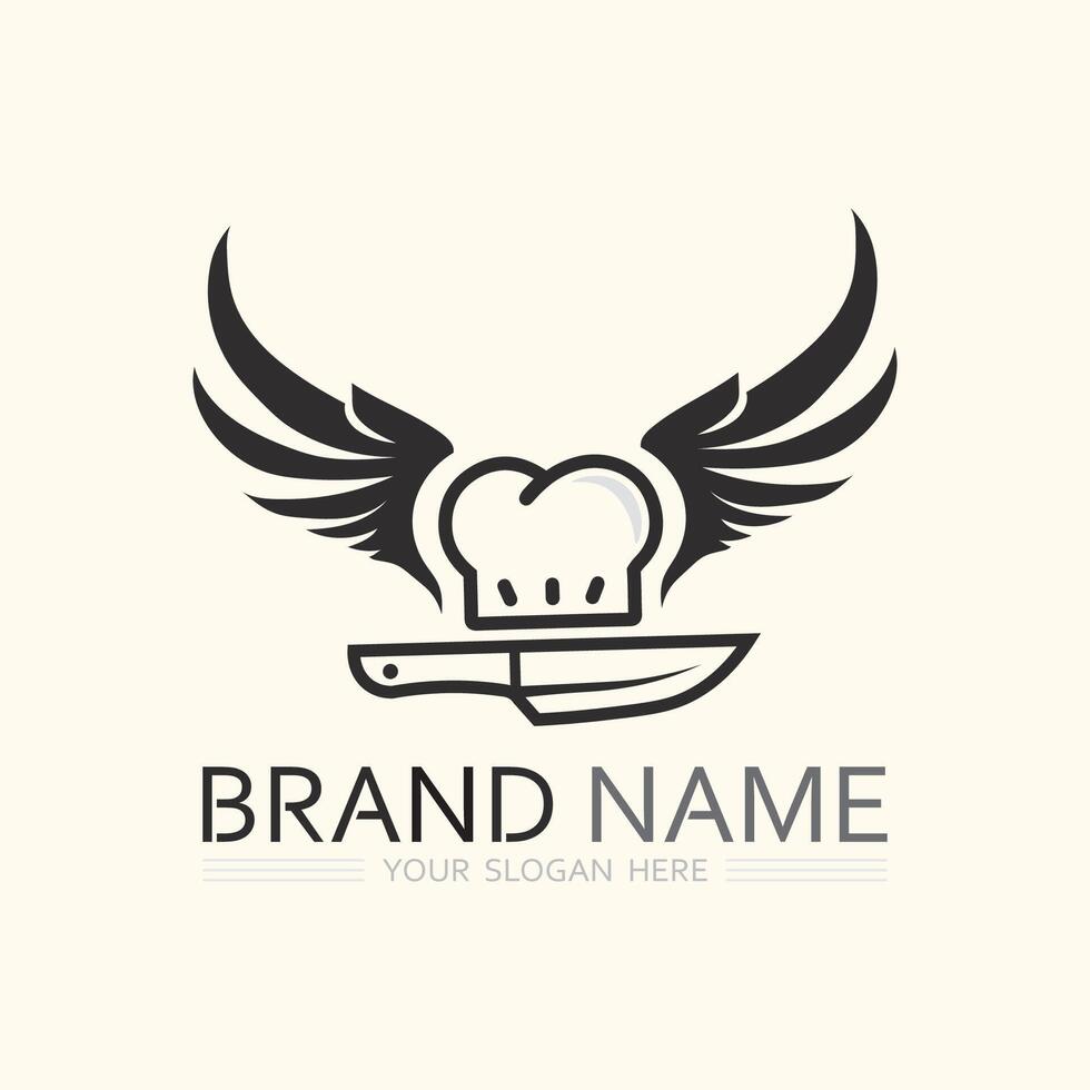 Hat chef logo template vector