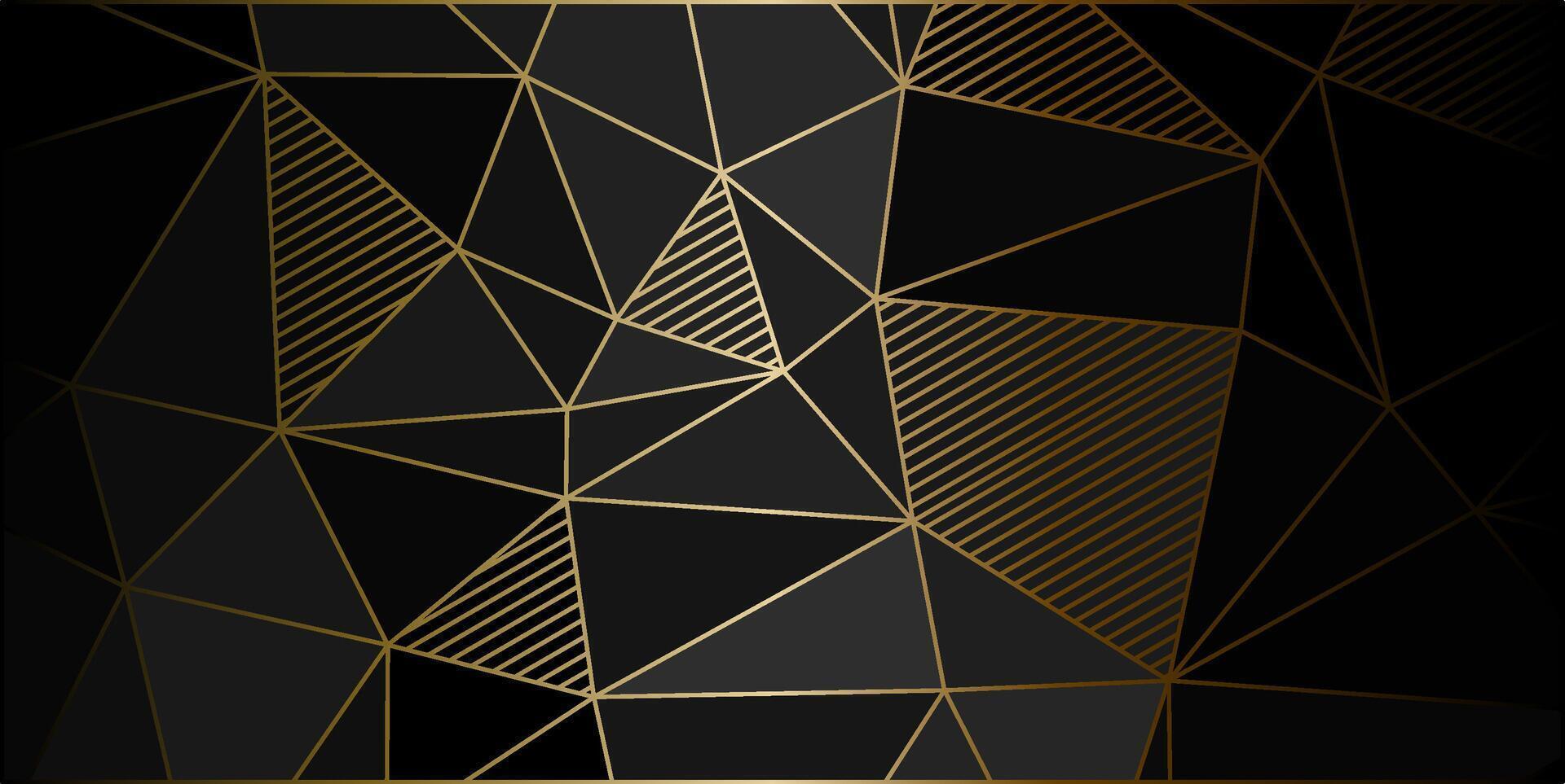 black gold elegant geometric background with triangles and lines vector