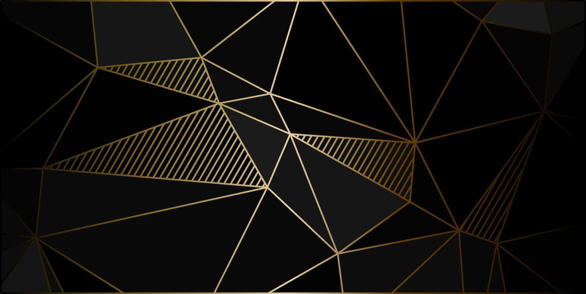 black gold elegant geometric background with triangles and lines vector