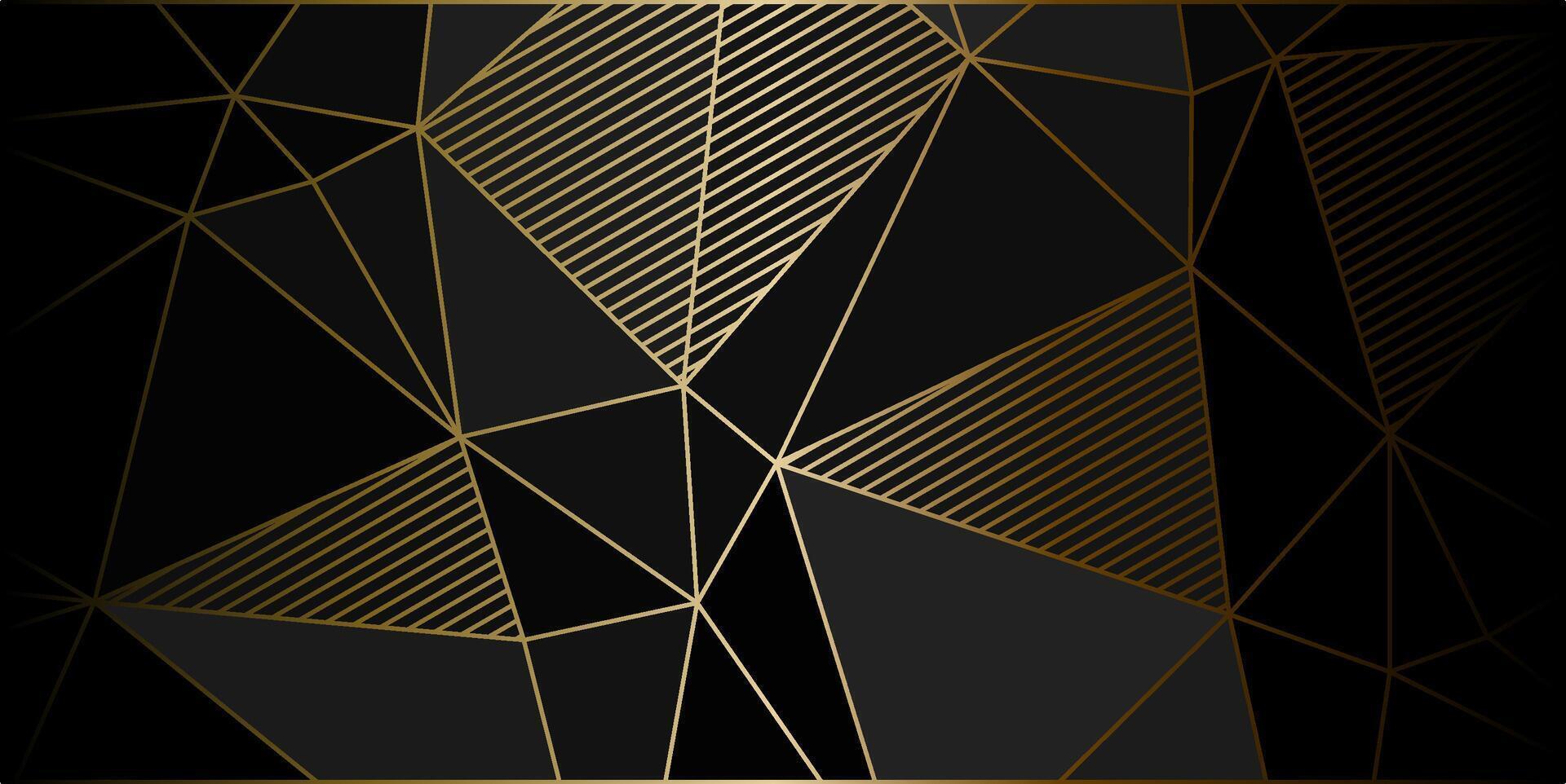 black gold elegant geometric background with triangles and lines vector