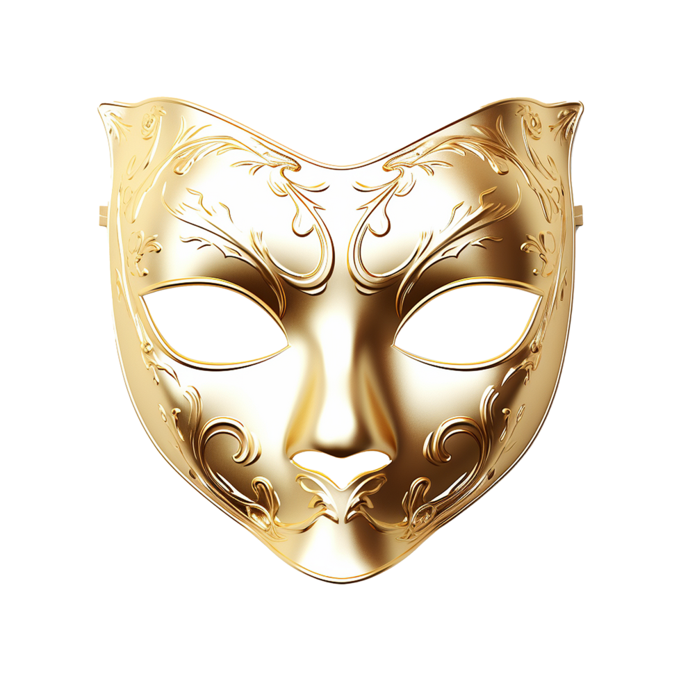 ai gegenereerd gouden gezicht masker geïsoleerd Aan transparant achtergrond PNG