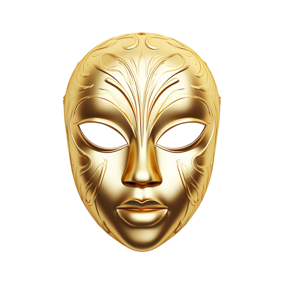 ai generato d'oro viso maschera isolato su trasparente sfondo png