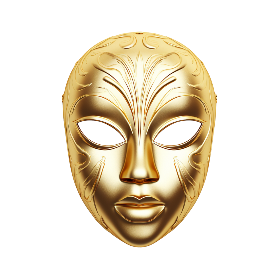 AI generated Golden face mask isolated on transparent background png