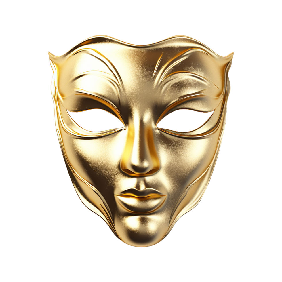 ai gegenereerd gouden gezicht masker geïsoleerd Aan transparant achtergrond PNG