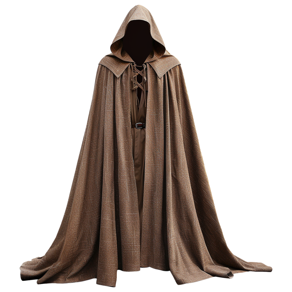 AI generated Medieval hooded cloak isolated on transparent background png