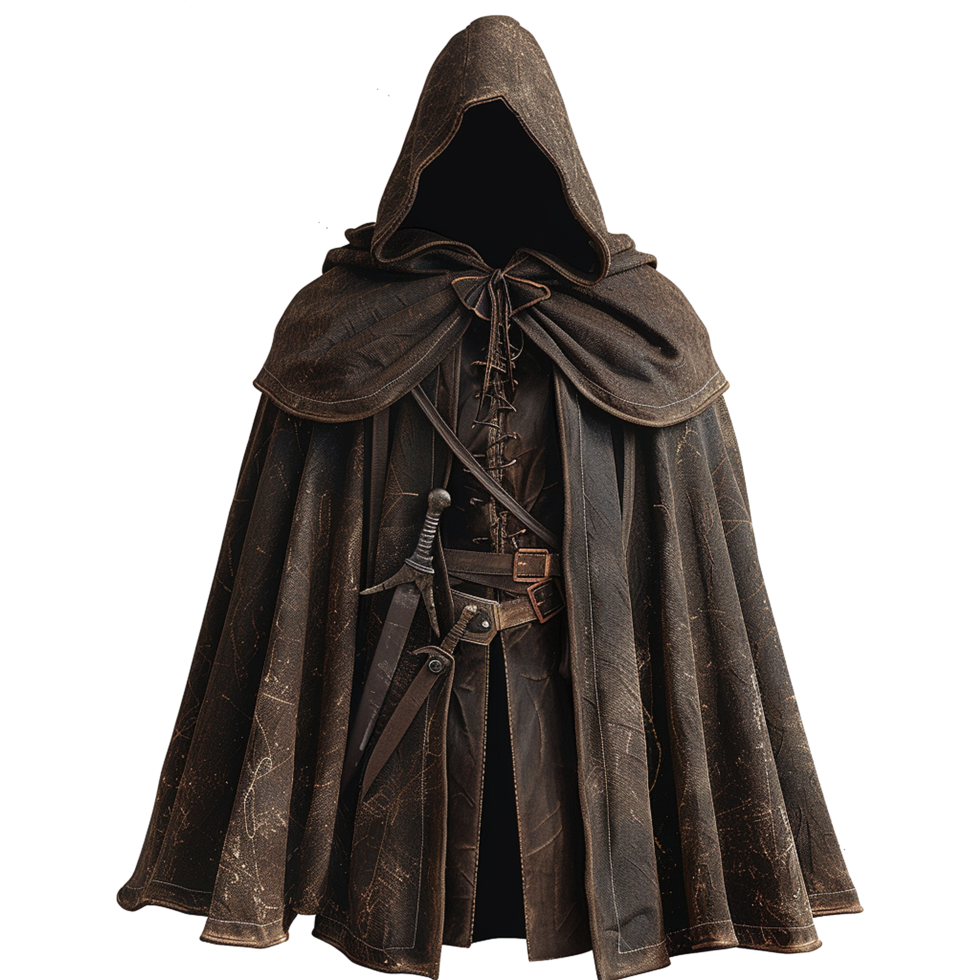AI generated Medieval hooded cloak isolated on transparent background png