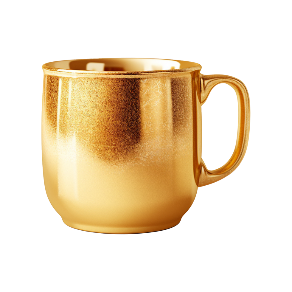 AI generated Golden mug isolated on transparent background png