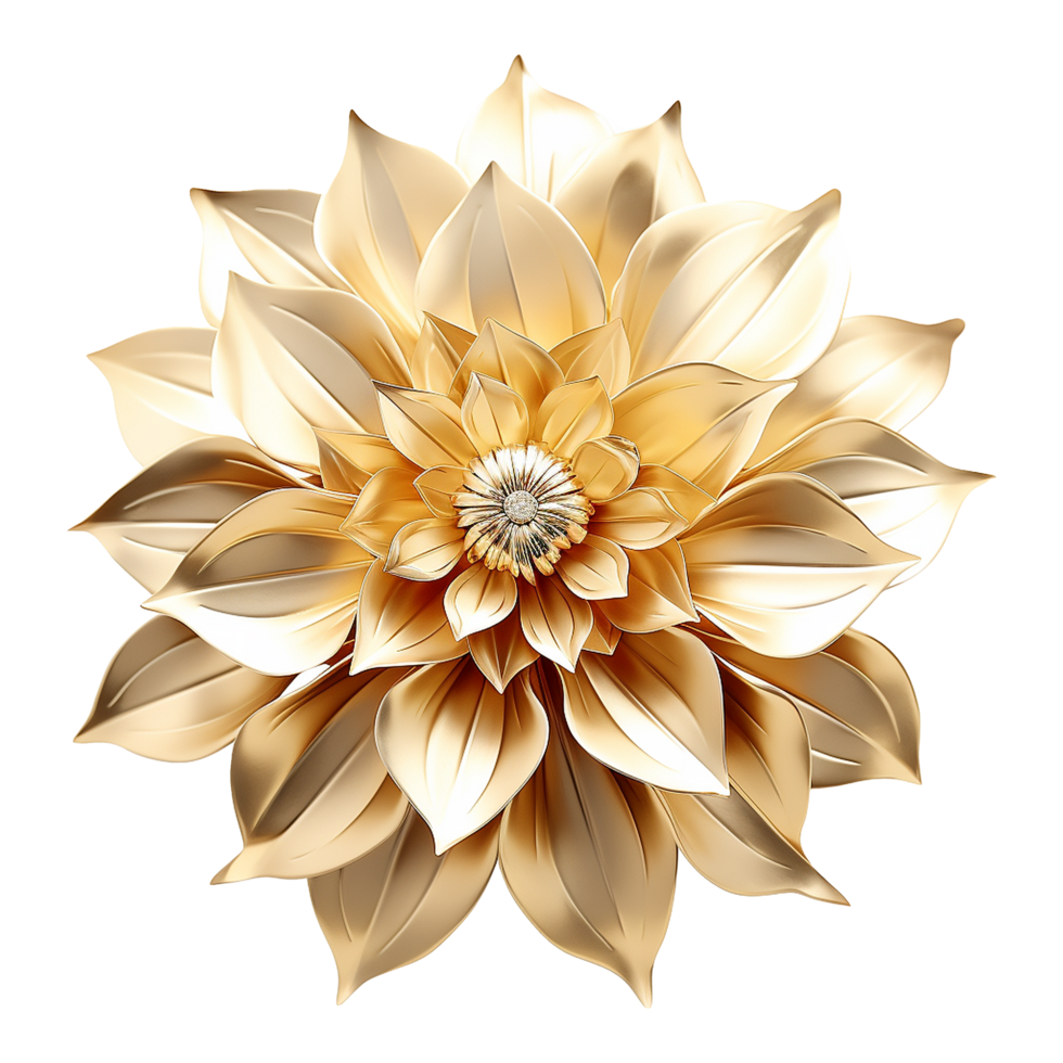 AI generated 3d golden flower isolated on transparent background png