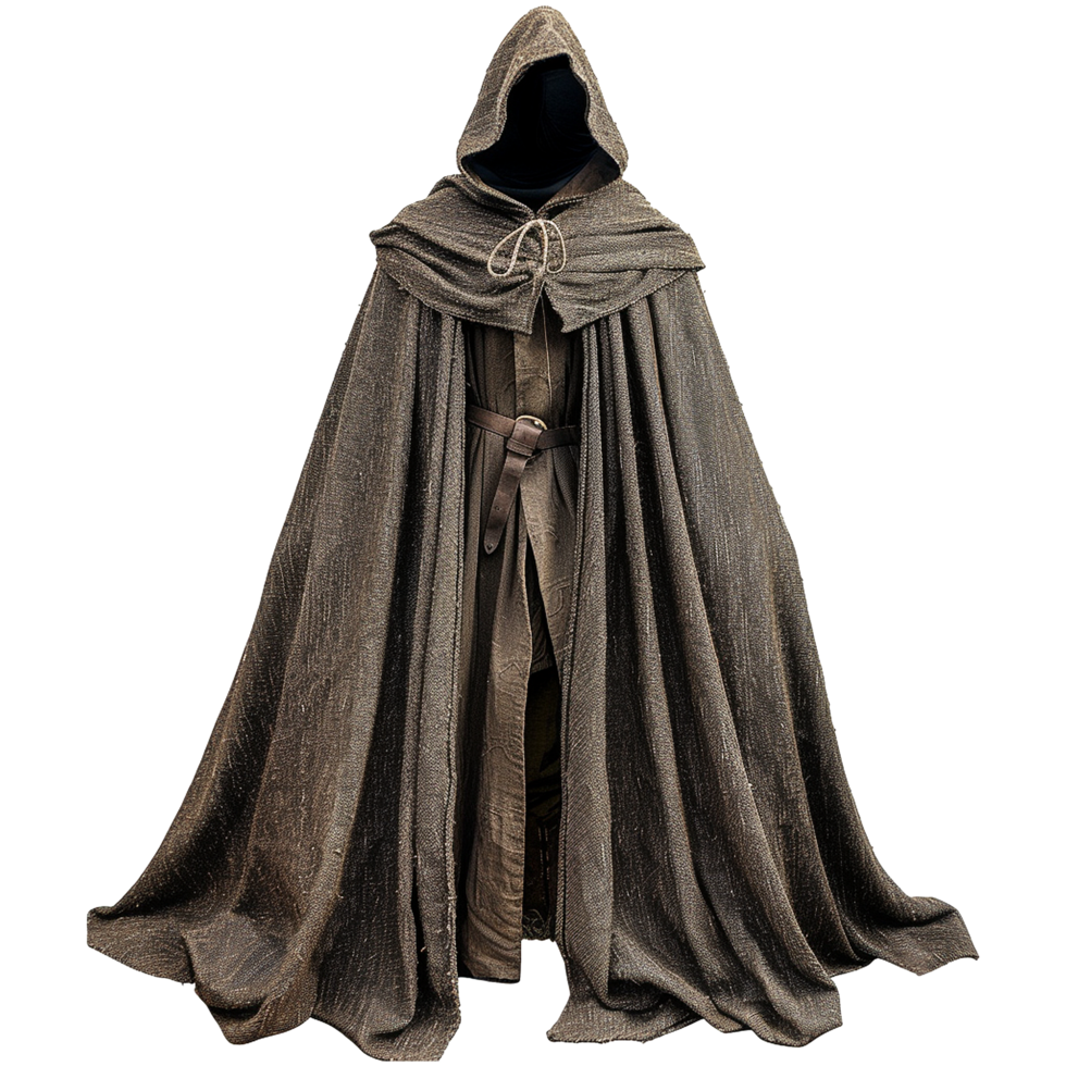AI generated Medieval hooded cloak isolated on transparent background png