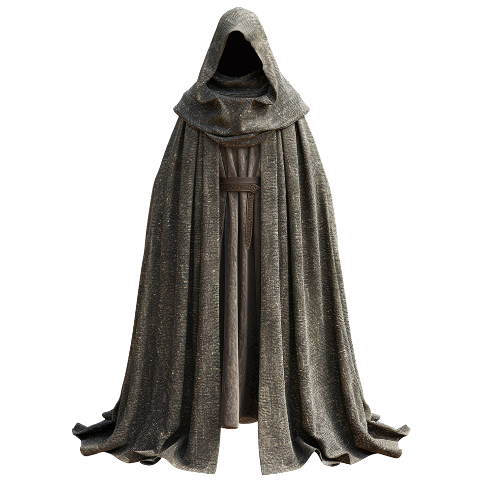 AI generated Medieval hooded cloak isolated on transparent background png