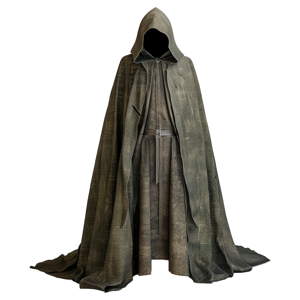 AI generated Medieval hooded cloak isolated on transparent background png