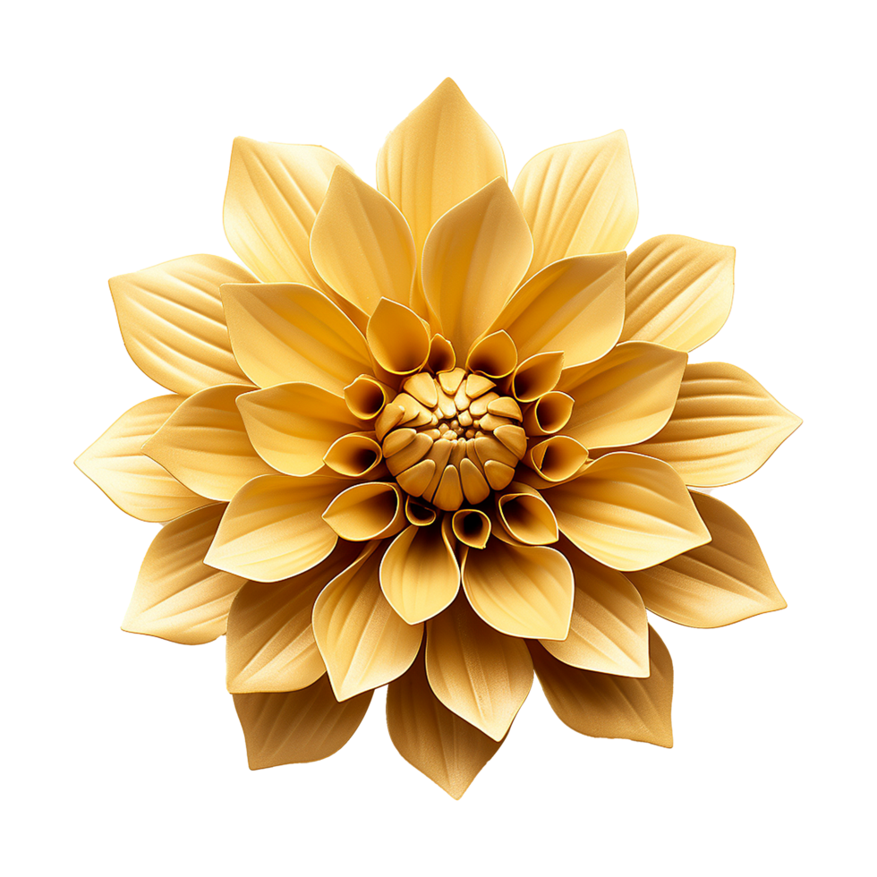 AI generated 3d golden flower isolated on transparent background png