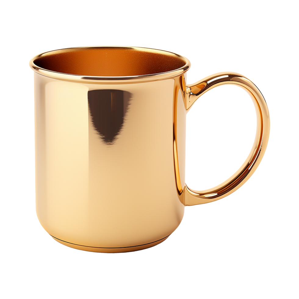 AI generated Golden mug isolated on transparent background png