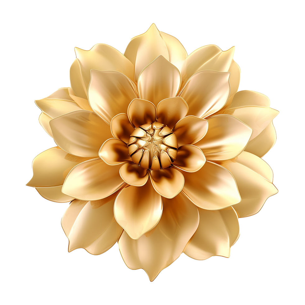 ai généré 3d d'or fleur isolé sur transparent Contexte png