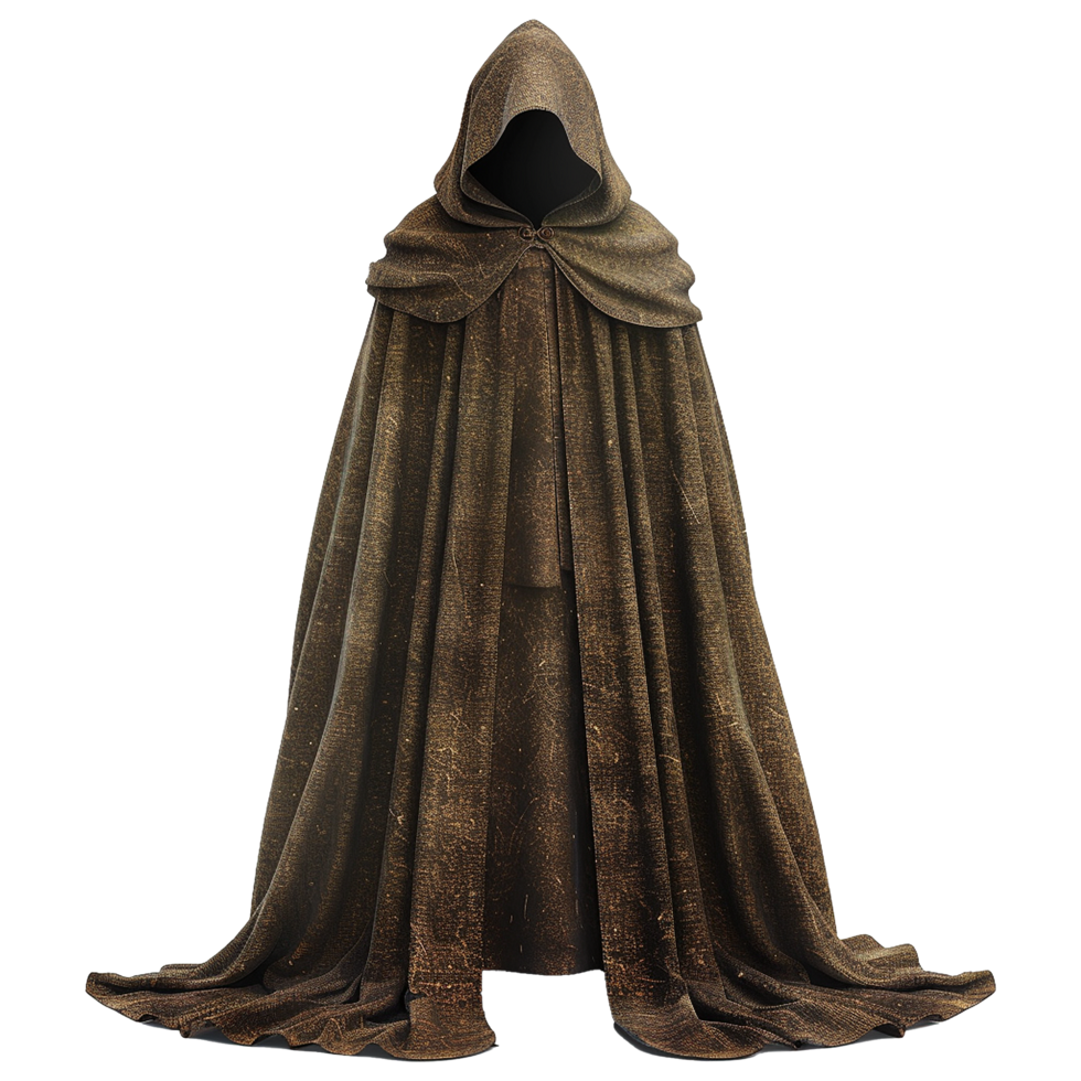 AI generated Medieval hooded cloak isolated on transparent background png
