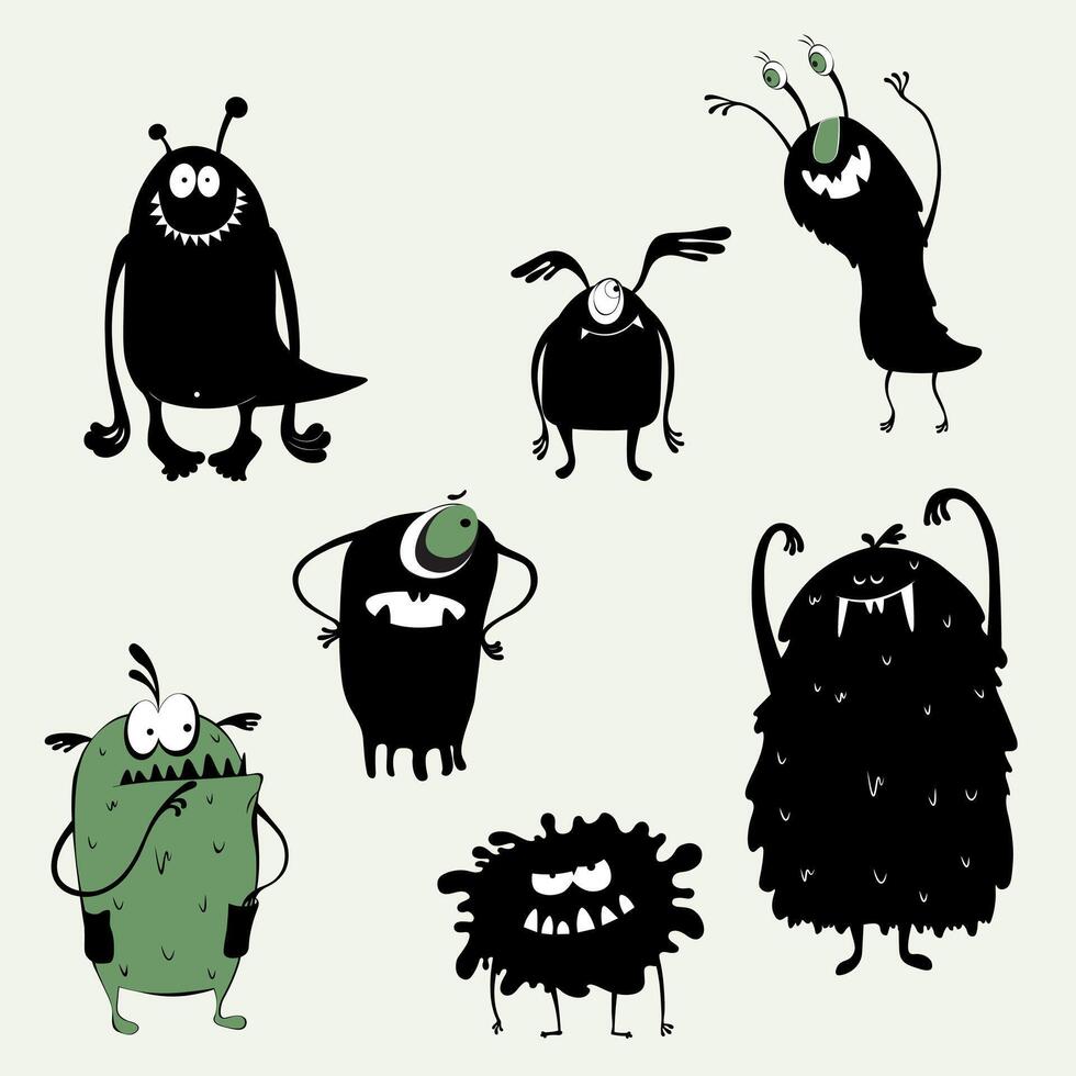 vector ilustrado dibujos animados monstruos
