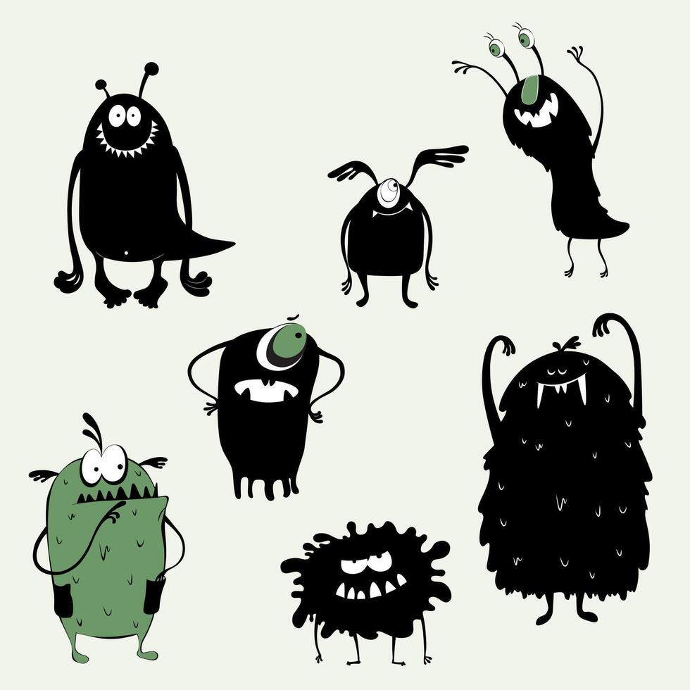 Vector illustrated cartoon monsters
