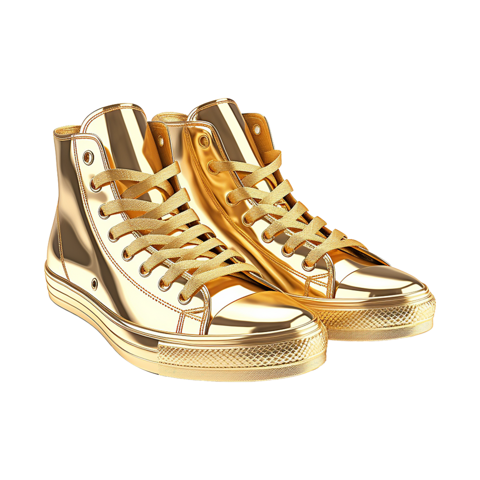 AI generated A gold shoe isolated on transparent background png