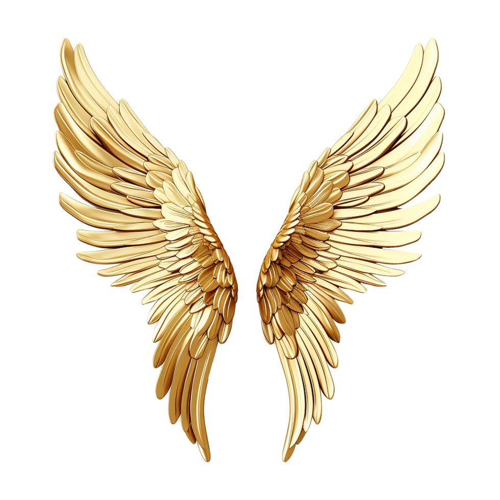 AI generated Golden wings ornament isolated on a transparent background png
