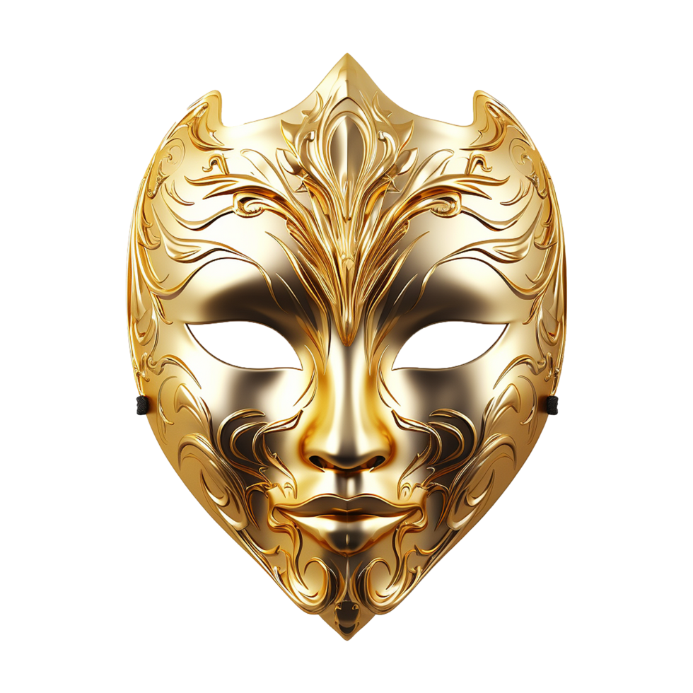 ai gerado dourado face mascarar isolado em transparente fundo png