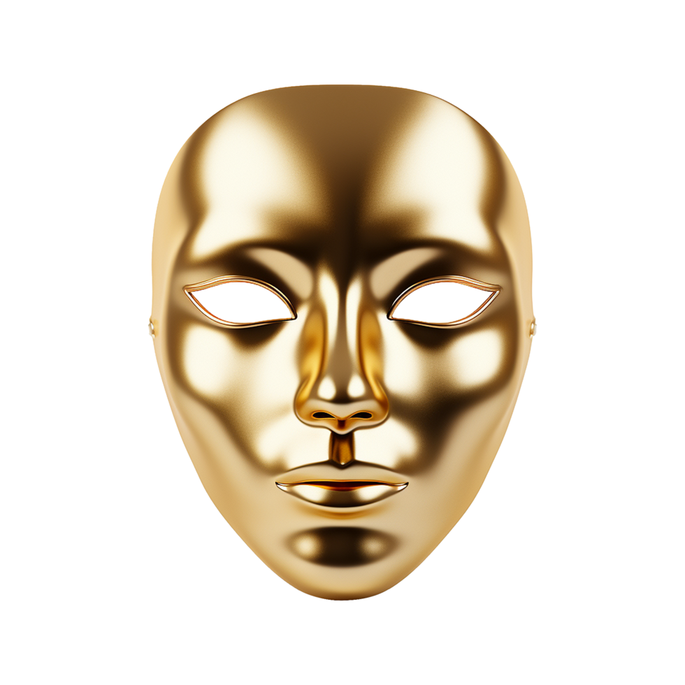 ai generiert golden Gesicht Maske isoliert auf transparent Hintergrund png