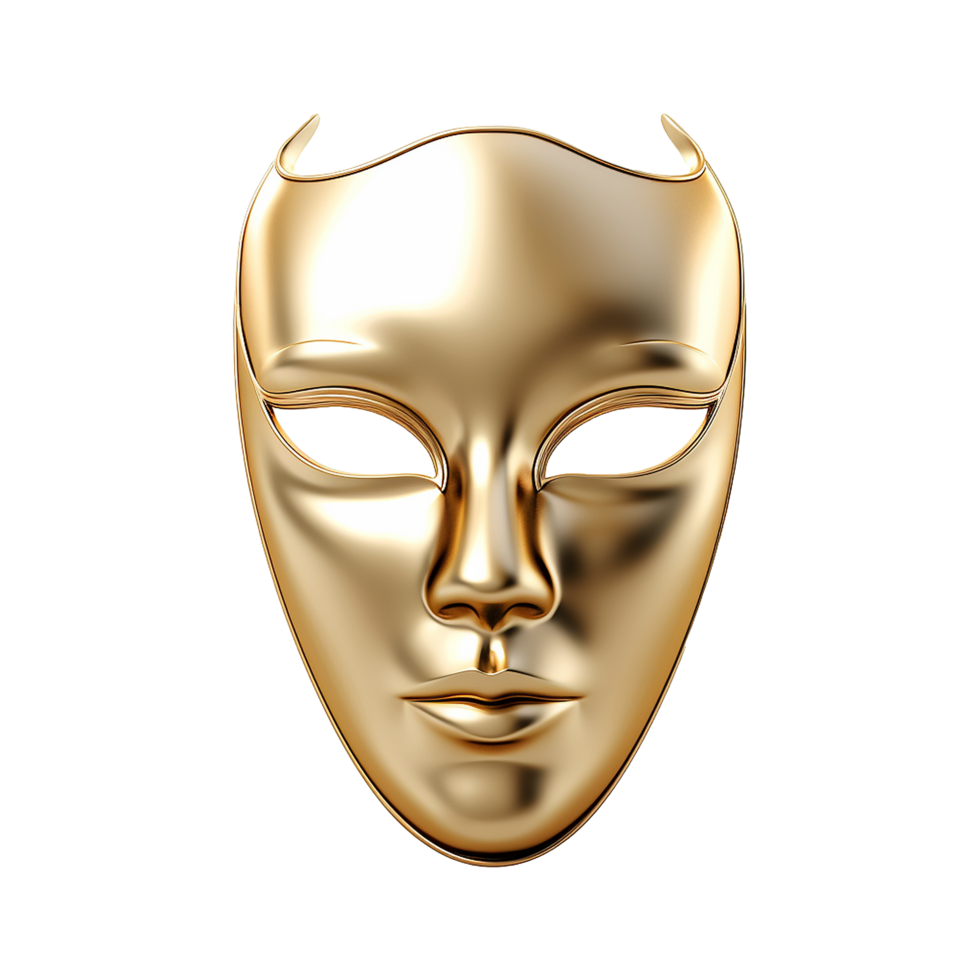 ai gegenereerd gouden gezicht masker geïsoleerd Aan transparant achtergrond PNG