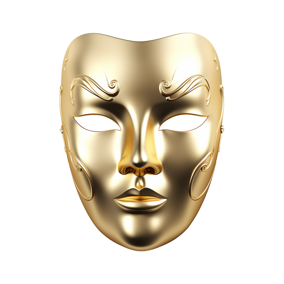 ai genererad gyllene ansikte mask isolerat på transparent bakgrund png