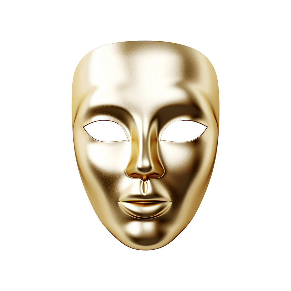 ai generato d'oro viso maschera isolato su trasparente sfondo png