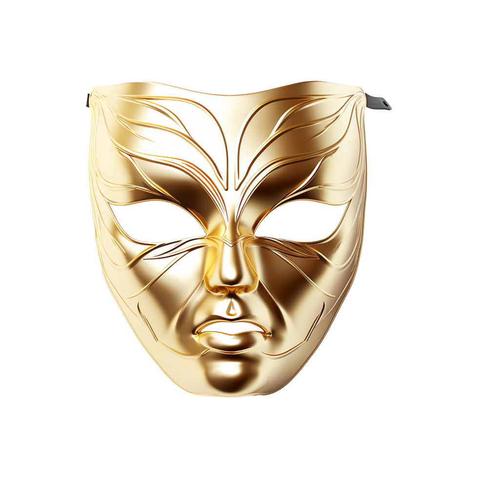 AI generated Golden face mask isolated on transparent background png