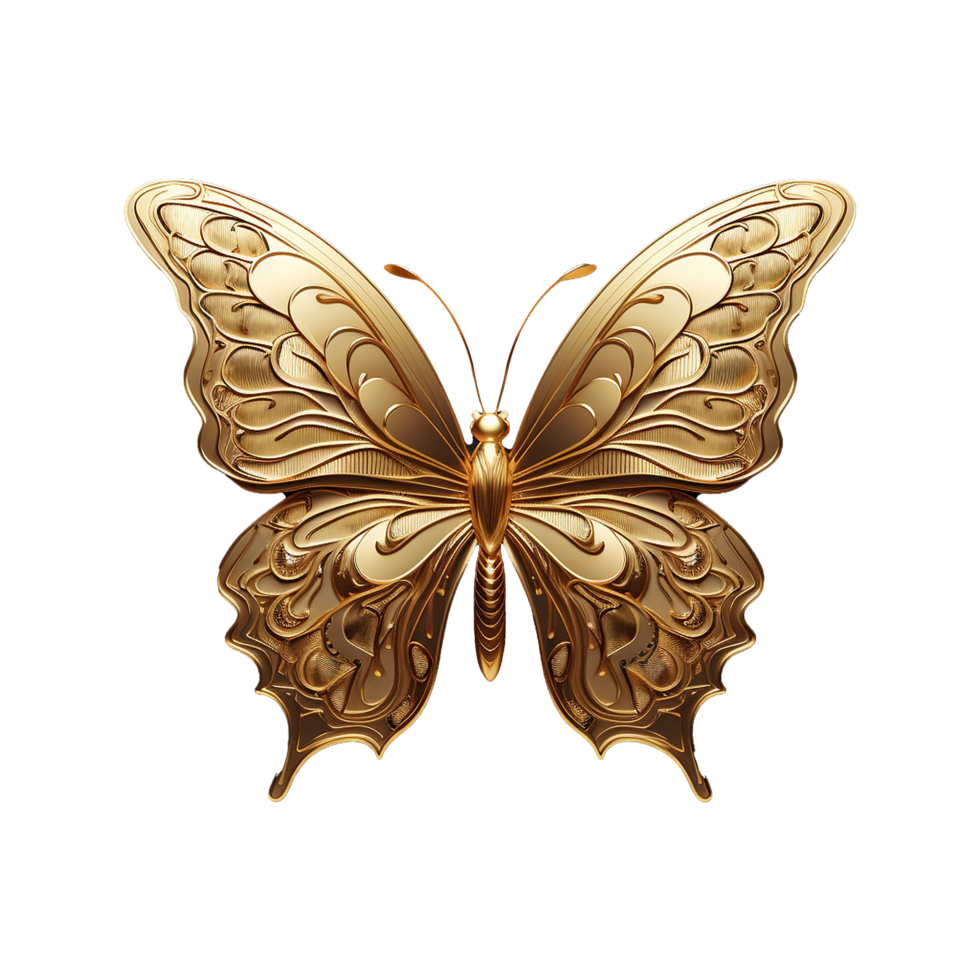 AI generated Golden butterfly isolated on transparent background png