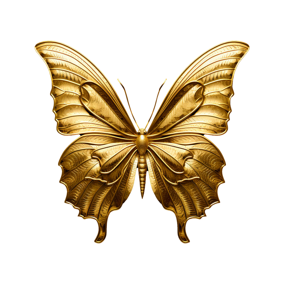 AI generated Golden butterfly isolated on transparent background png