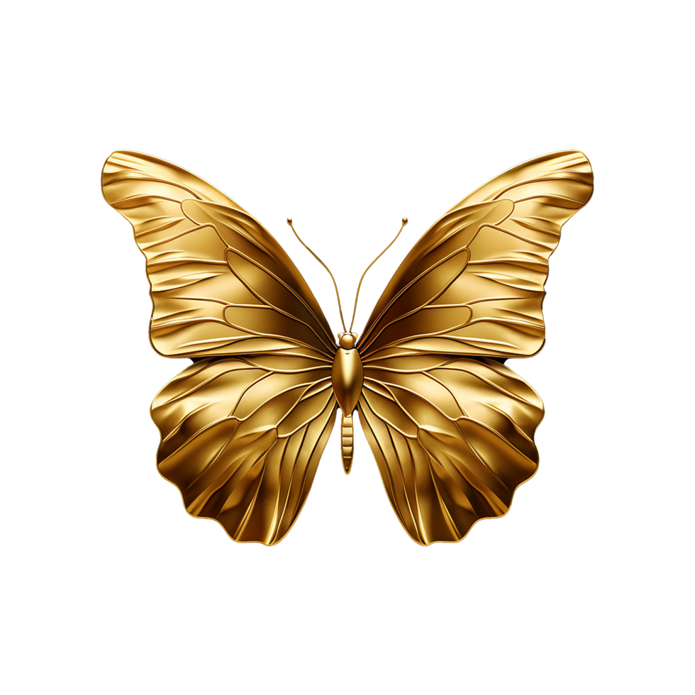 AI generated Golden butterfly isolated on transparent background png