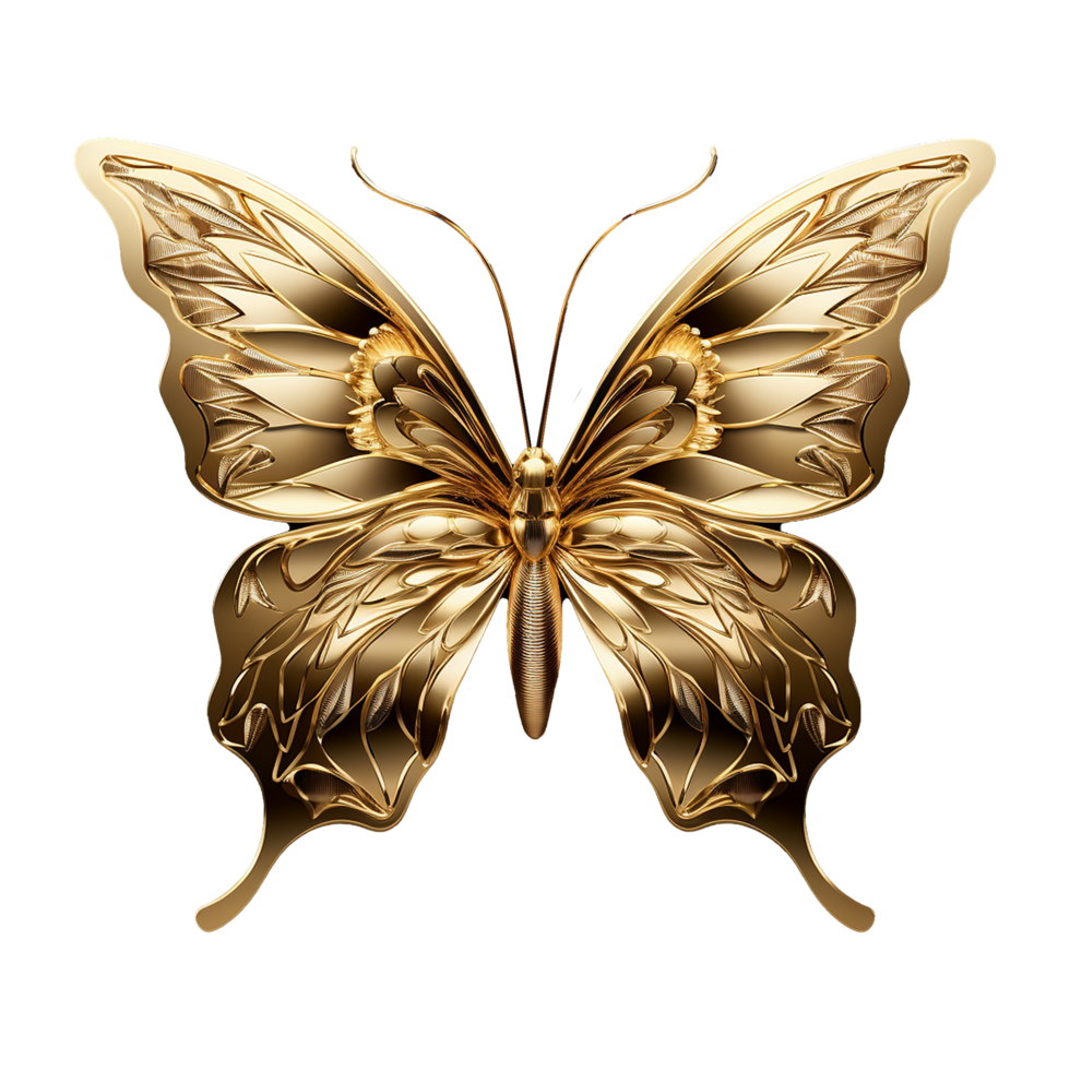 AI generated Golden butterfly isolated on transparent background png