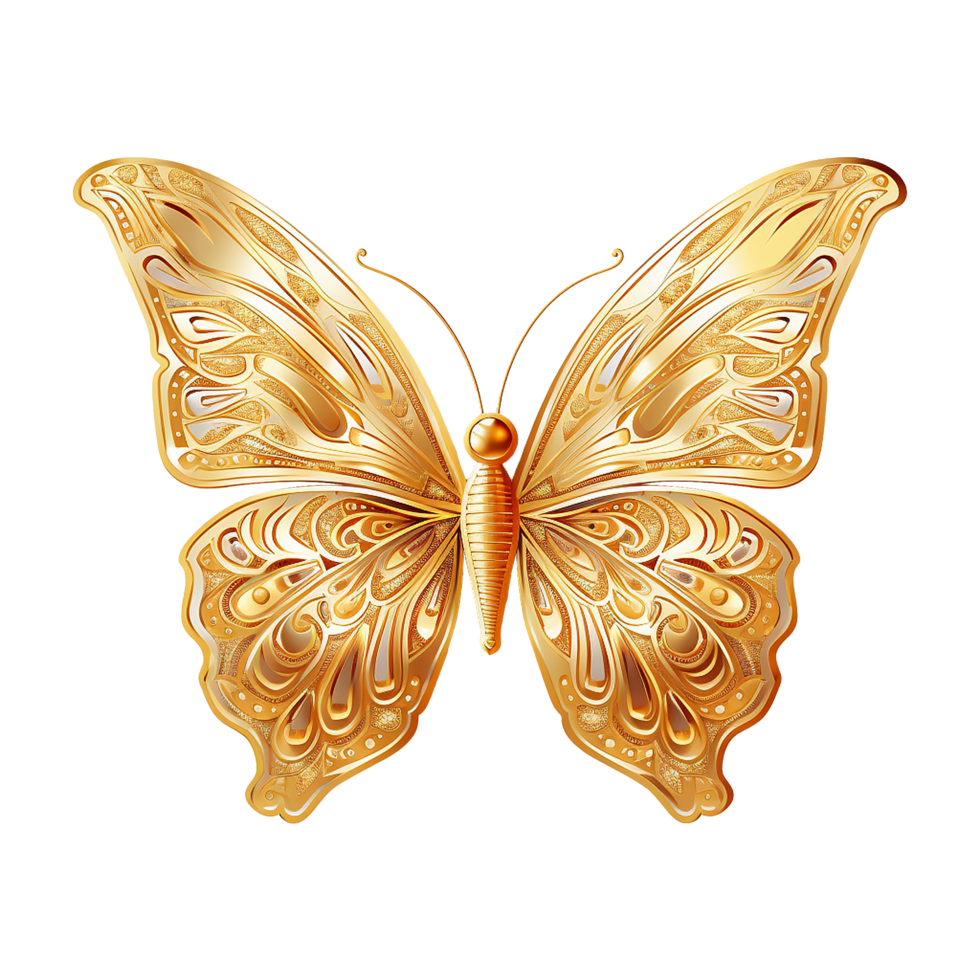 AI generated Golden butterfly isolated on transparent background png