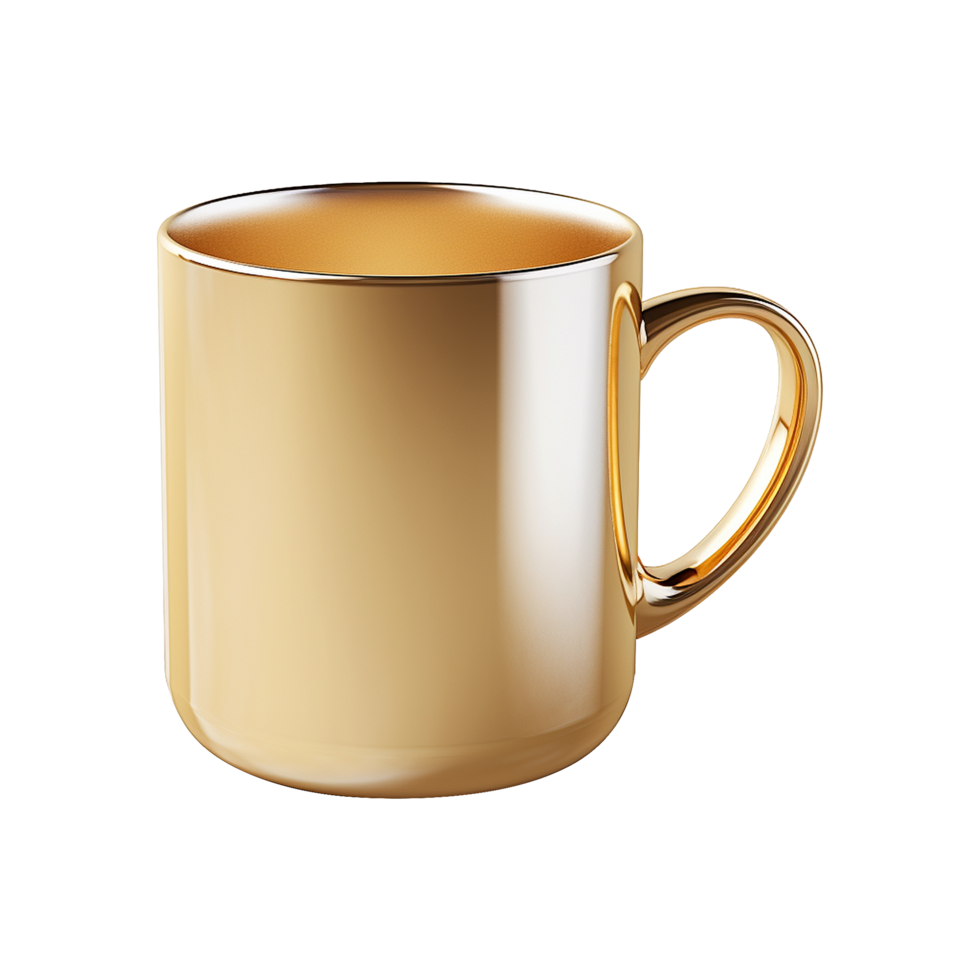 AI generated Golden mug isolated on transparent background png