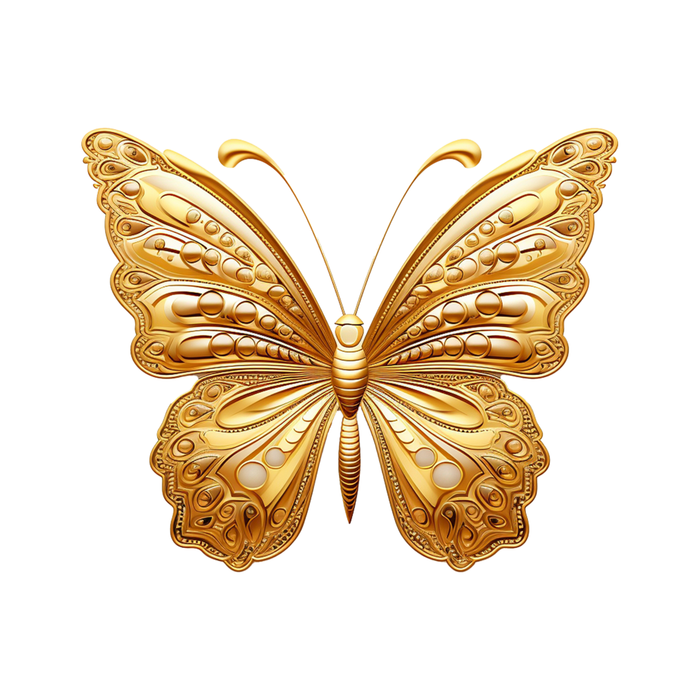 AI generated Golden butterfly isolated on transparent background png